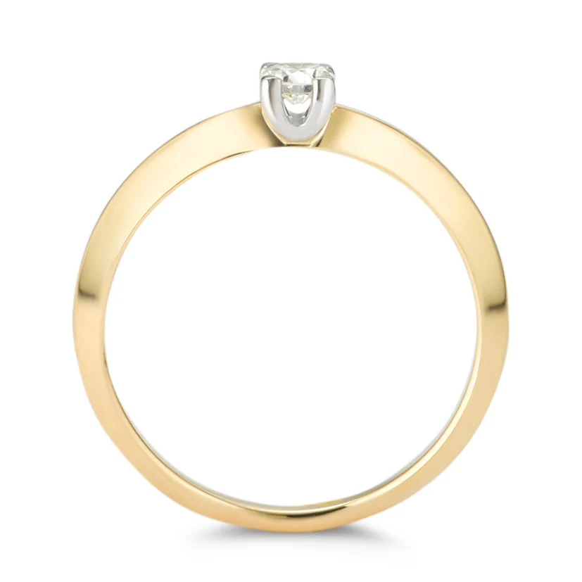 Anello solitario Oro giallo 750/18 carati Diamante 0.20 ct, w-si - Image 2
