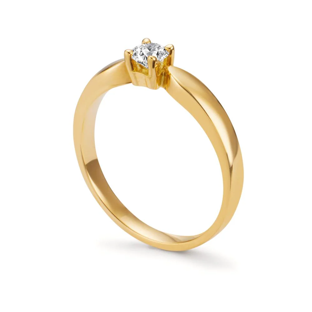 Anello solitario Oro giallo 750/18 carati Diamante 0.20 ct, w-si - Image 4