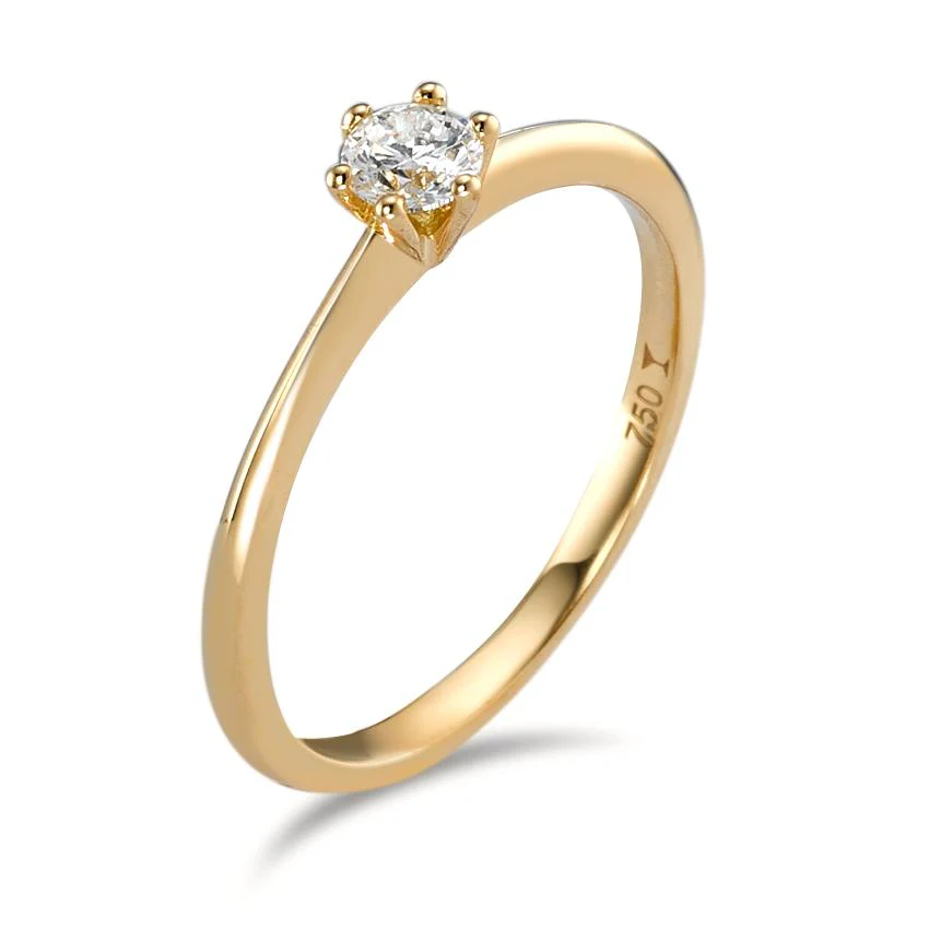 Anello solitario Oro giallo 750/18 carati Diamante 0.20 ct, w-si - Image 3