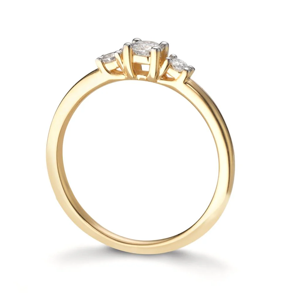 Anello solitario Oro giallo 750/18 carati Diamante 0.22 ct, 3 pietra, w-si - Image 2