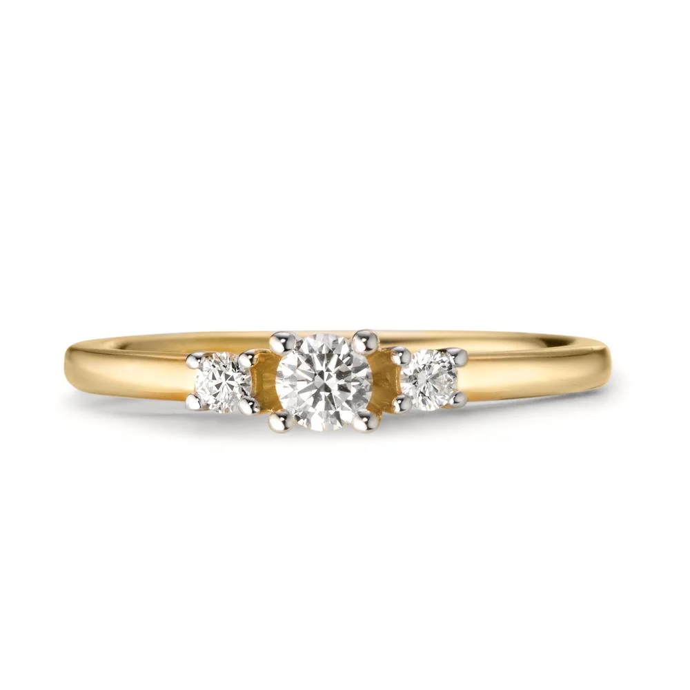 Anello solitario Oro giallo 750/18 carati Diamante 0.22 ct, 3 pietra, w-si - Image 3