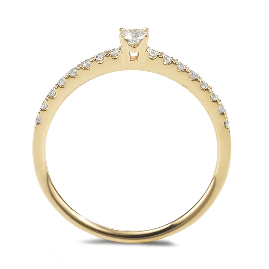 Anello solitario Oro giallo 750/18 carati Diamante 0.25 ct, 17 pietra, w-si - Image 2