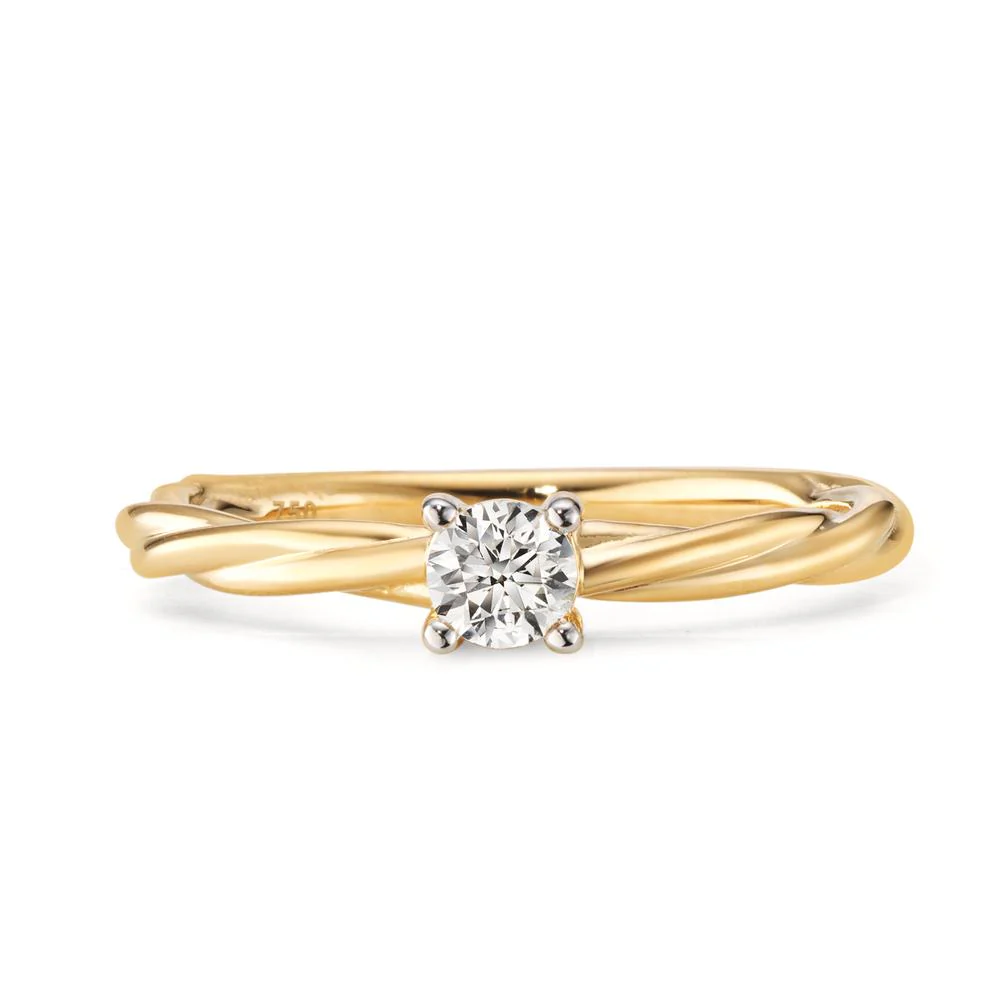 Anello solitario Oro giallo 750/18 carati Diamante 0.25 ct, w-si - Image 3