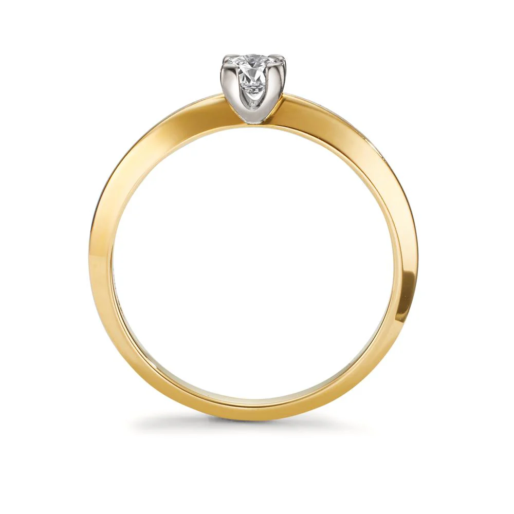 Anello solitario Oro giallo 750/18 carati Diamante 0.30 ct, w-si bicolore - Image 2