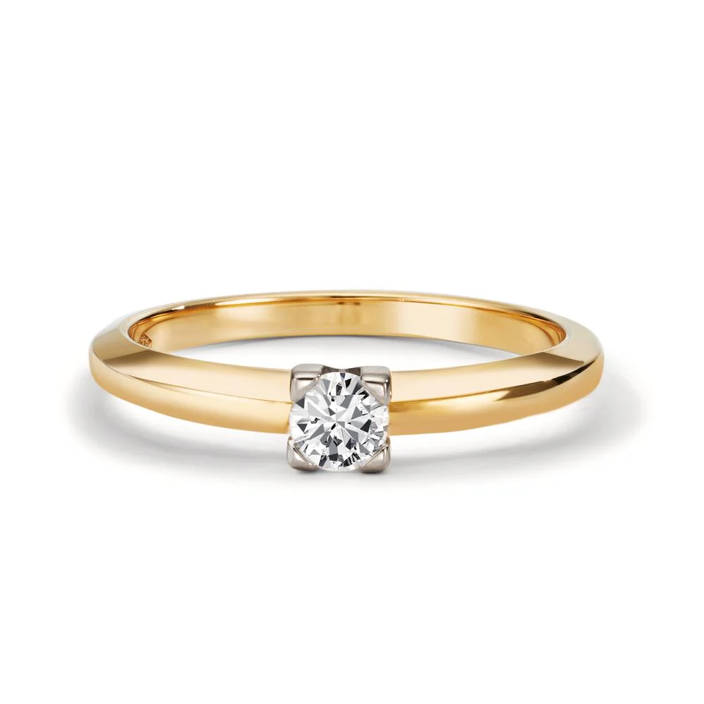 Anello solitario Oro giallo 750/18 carati Diamante 0.30 ct, w-si bicolore - Image 3