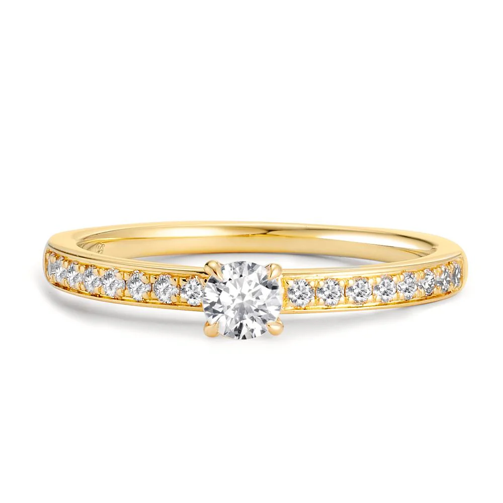 Anello solitario Oro giallo 750/18 carati Diamante 0.34 ct, 17 pietra, w-si - Image 2