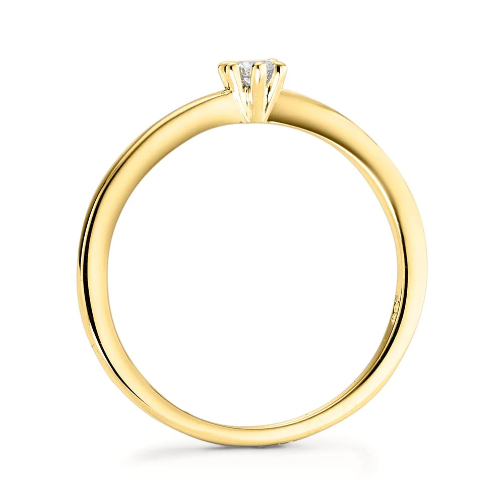 Anello solitario Oro giallo 750/18 carati Diamante bianco, 0.07 ct, [Brillant], w-si - Image 2