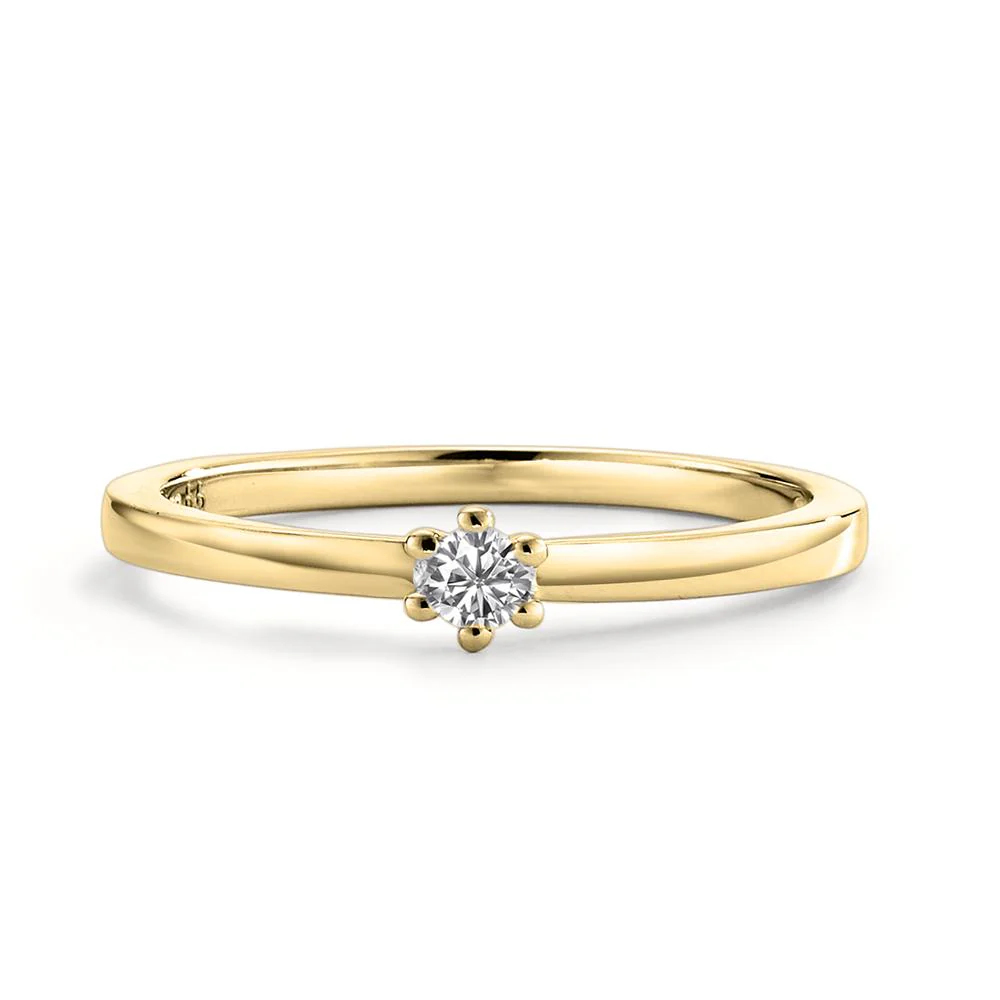 Anello solitario Oro giallo 750/18 carati Diamante bianco, 0.07 ct, [Brillant], w-si - Image 3
