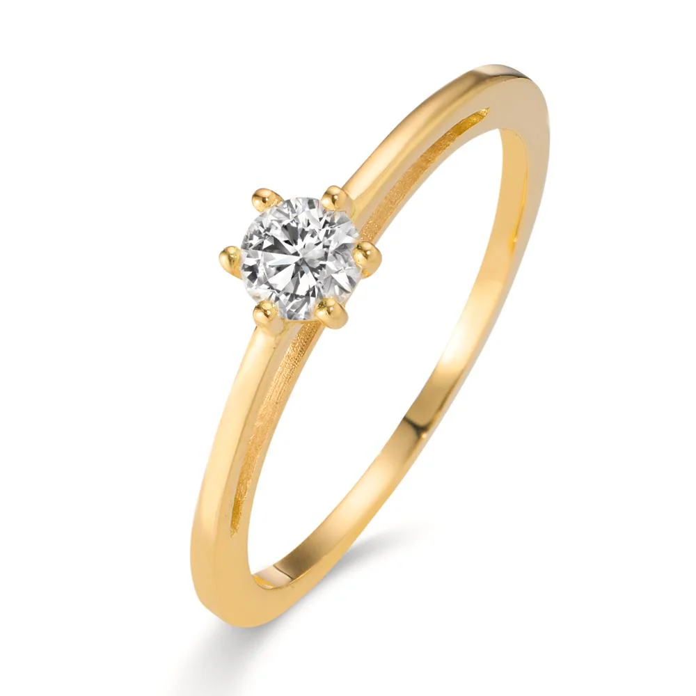 Anello solitario Oro giallo 750/18 carati Laboratorio di diamanti coltivato 0.20 ct, w-si