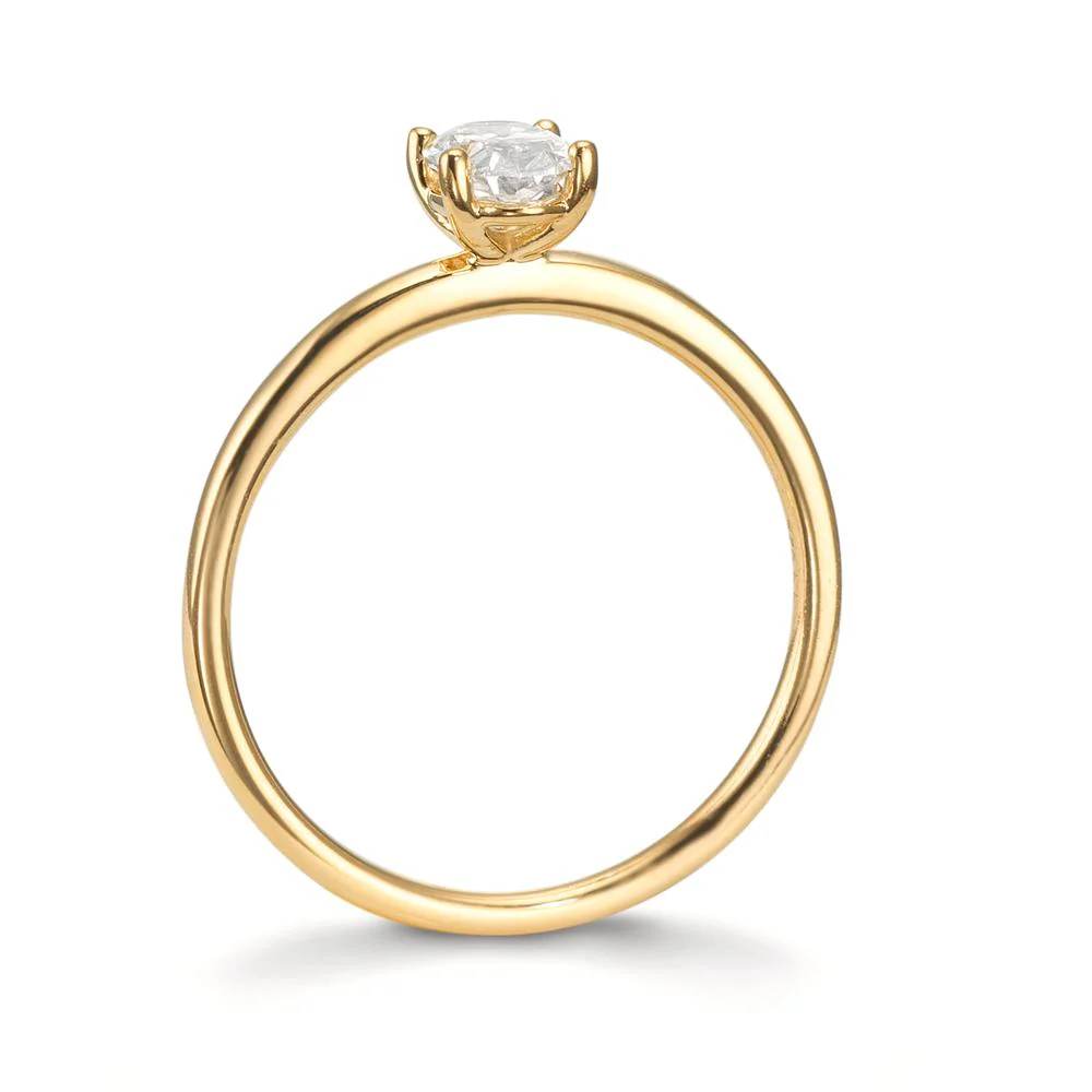 Anello solitario Oro giallo 750/18 carati Laboratorio di diamanti coltivato 0.30 ct, [oval], tw-vsi - Image 3