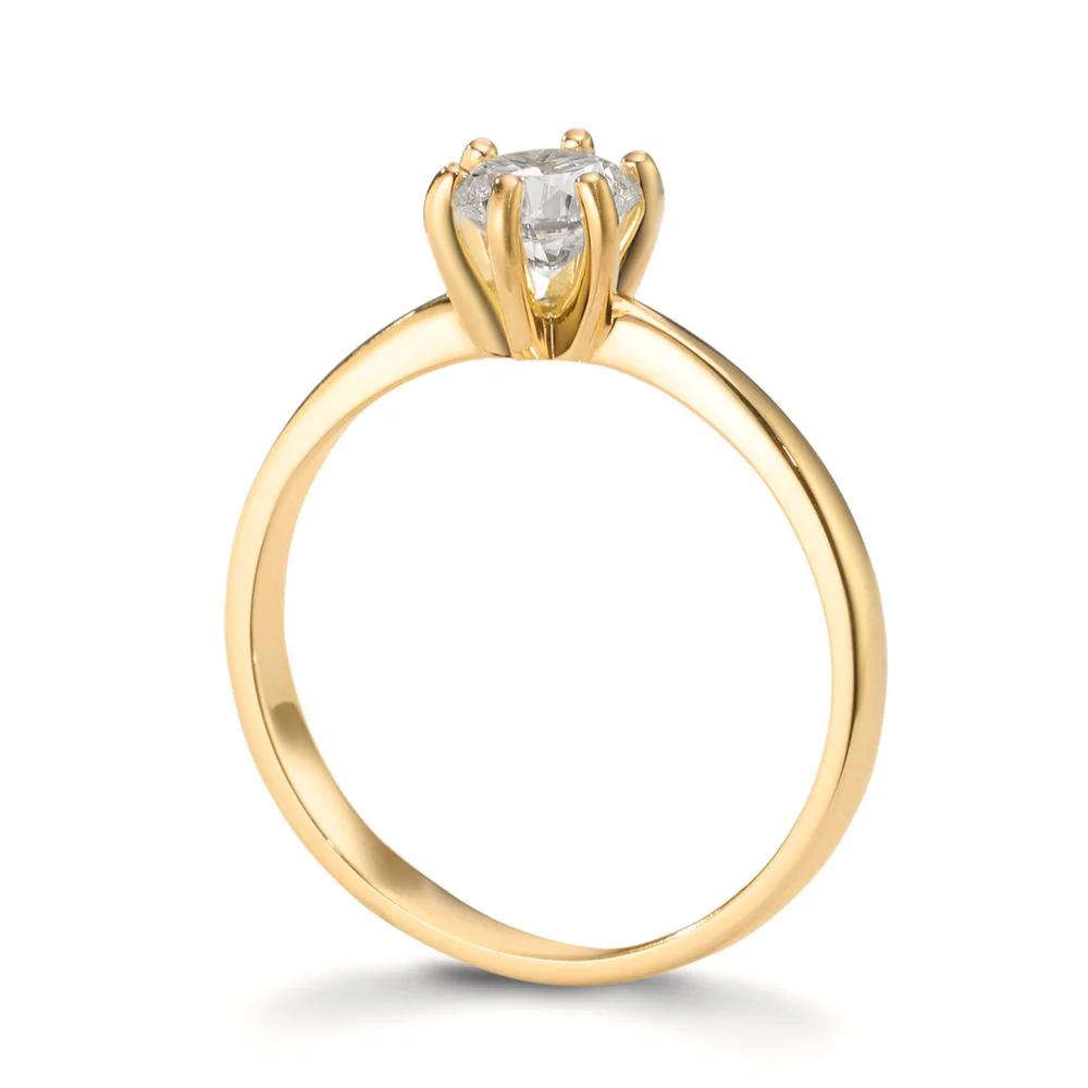 Anello solitario Oro giallo 750/18 carati Laboratorio di diamanti coltivato 0.50 ct, w-si - Image 2