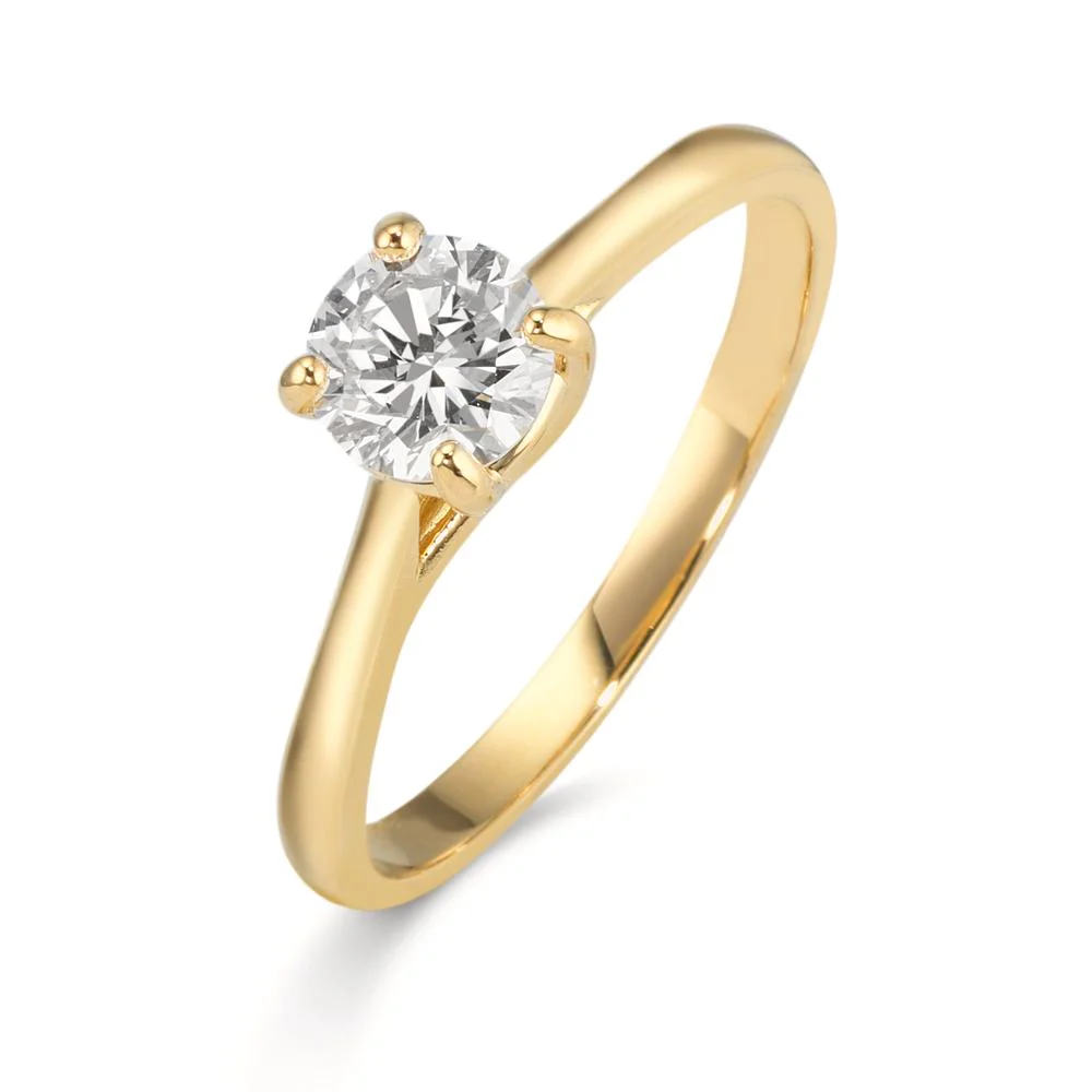 Anello solitario Oro giallo 750/18 carati Laboratorio di diamanti coltivato 0.50 ct, w-si