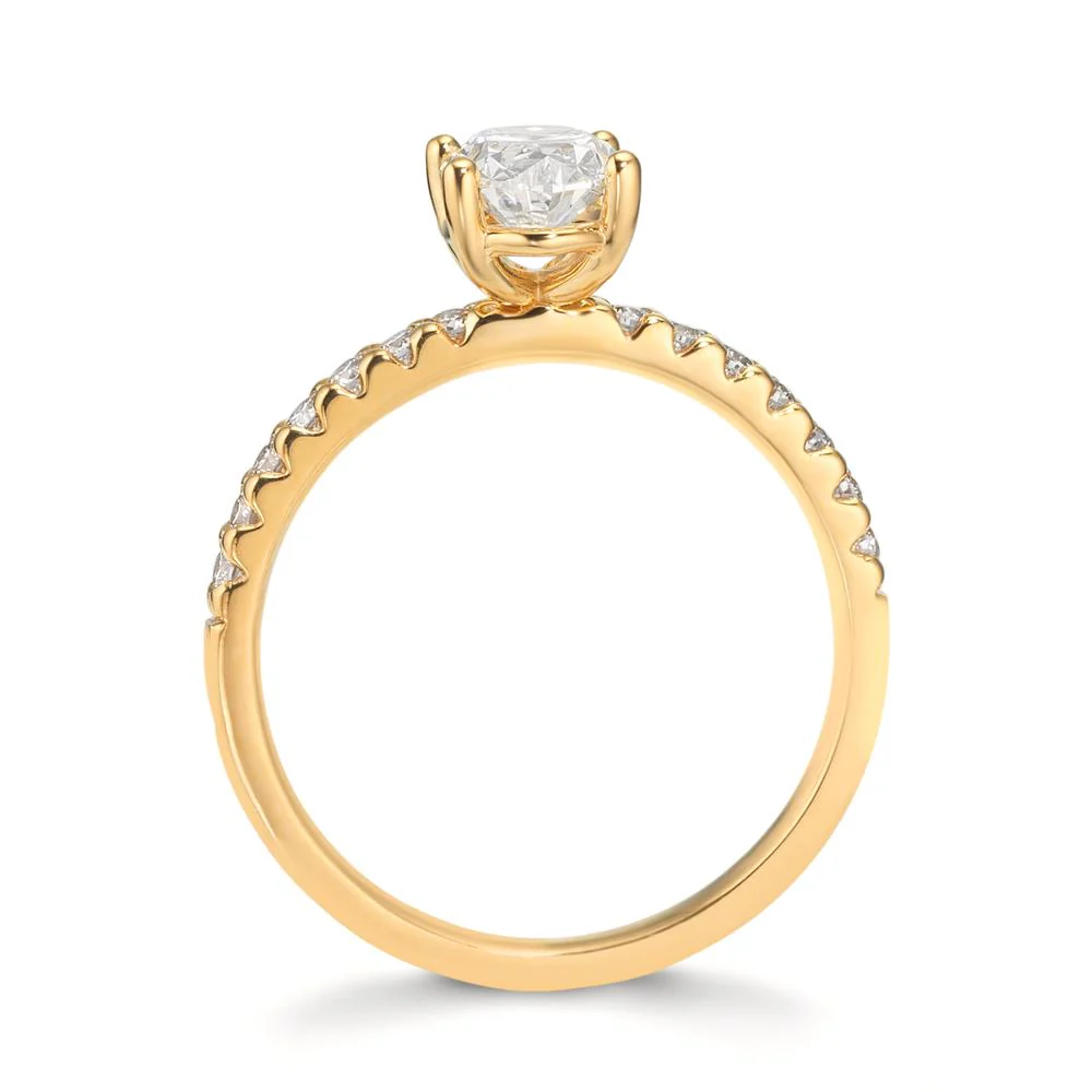 Anello solitario Oro giallo 750/18 carati Laboratorio di diamanti coltivato 0.98 ct, 17 pietra, tw-vsi, IGI - Image 3