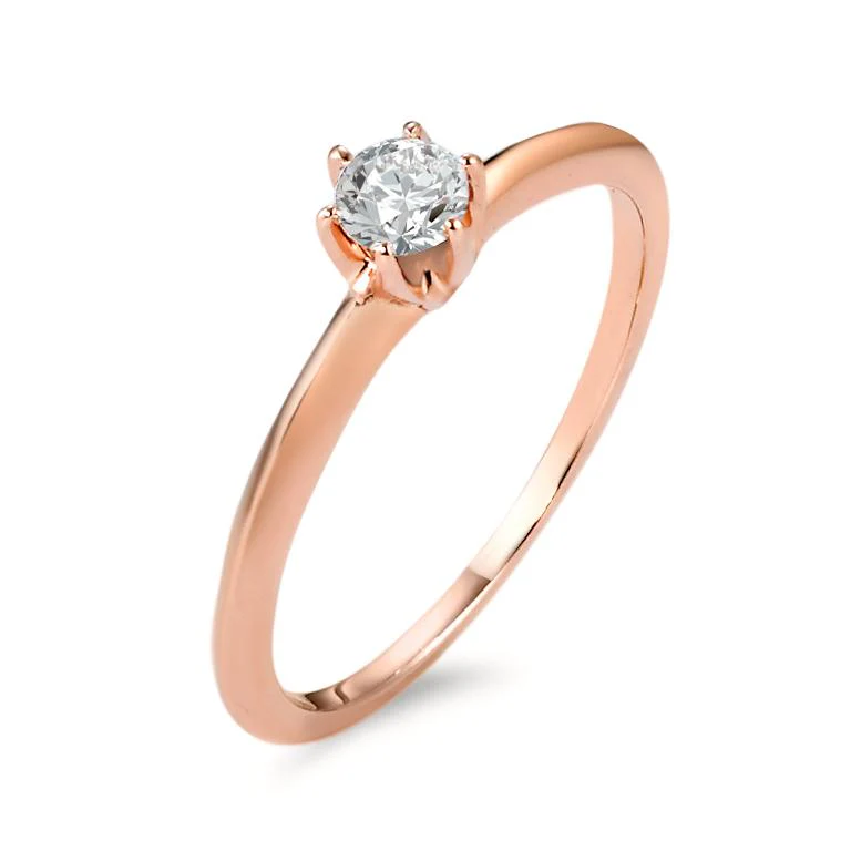 Anello solitario Oro rosa 585/14 kt Diamante 0.20 ct, w-si