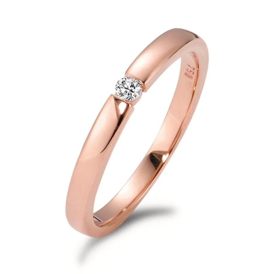 Anello solitario Oro rosa 750/18 carati Diamante bianco, 0.05 ct, [Brillant], w-si
