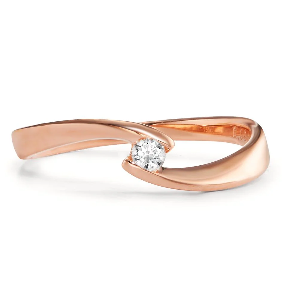 Anello solitario Oro rosso 750/18 carati Diamante 0.06 ct, w-si - Image 2