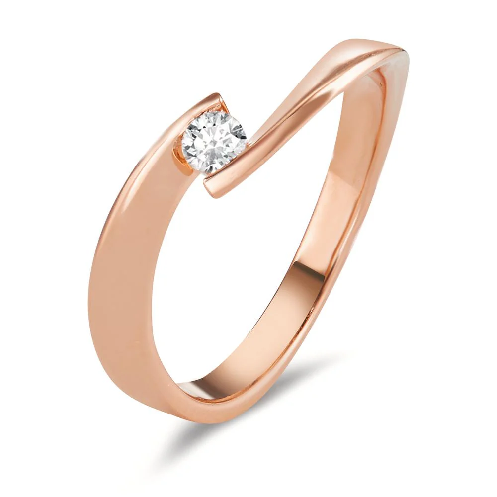 Anello solitario Oro rosso 750/18 carati Diamante 0.09 ct, w-si