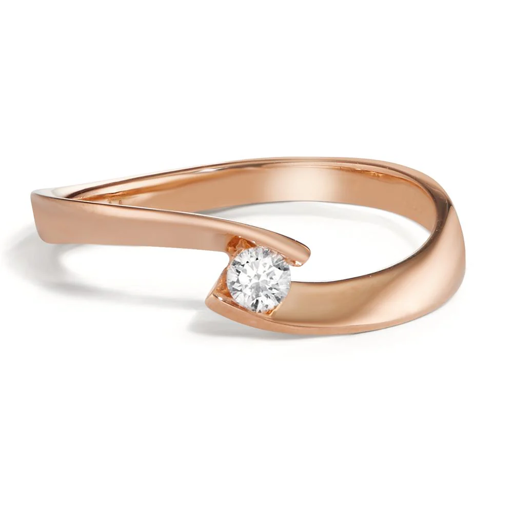 Anello solitario Oro rosso 750/18 carati Diamante 0.09 ct, w-si - Image 2