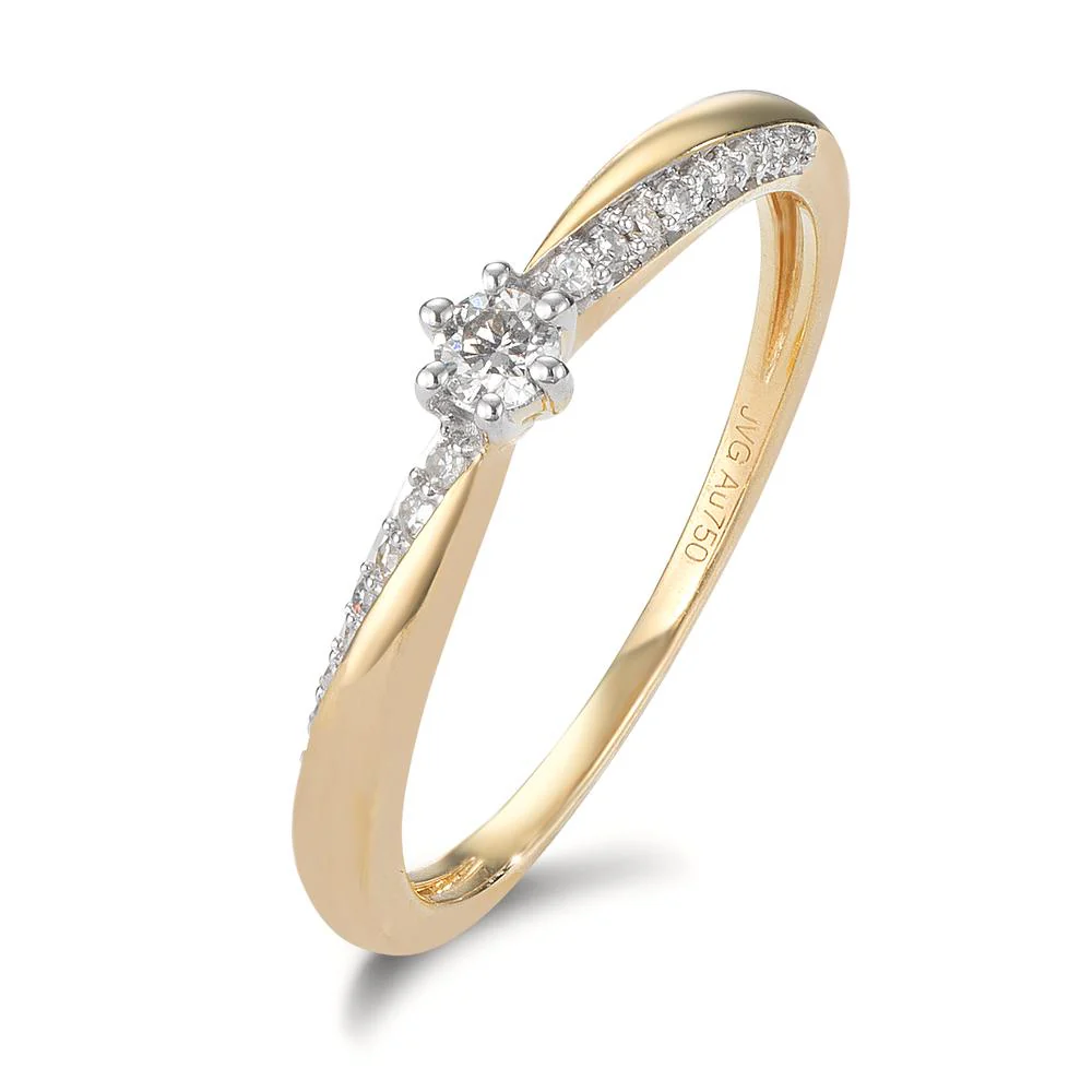 Anello solitario Oro giallo 750/18 carati Diamante 0.15 ct, w-si - Image 2