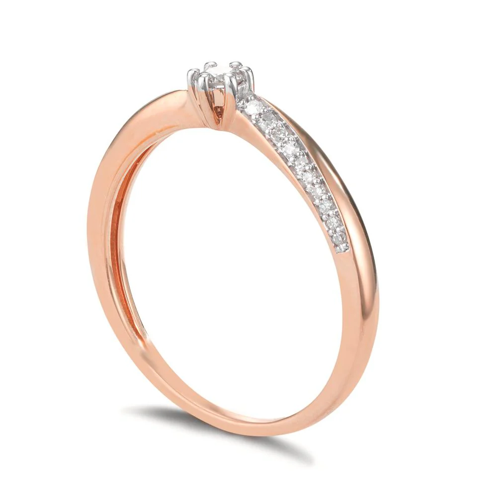 Anello solitario Oro rosso 750/18 carati Diamante 0.15 ct, 21 pietra, w-si - Image 3