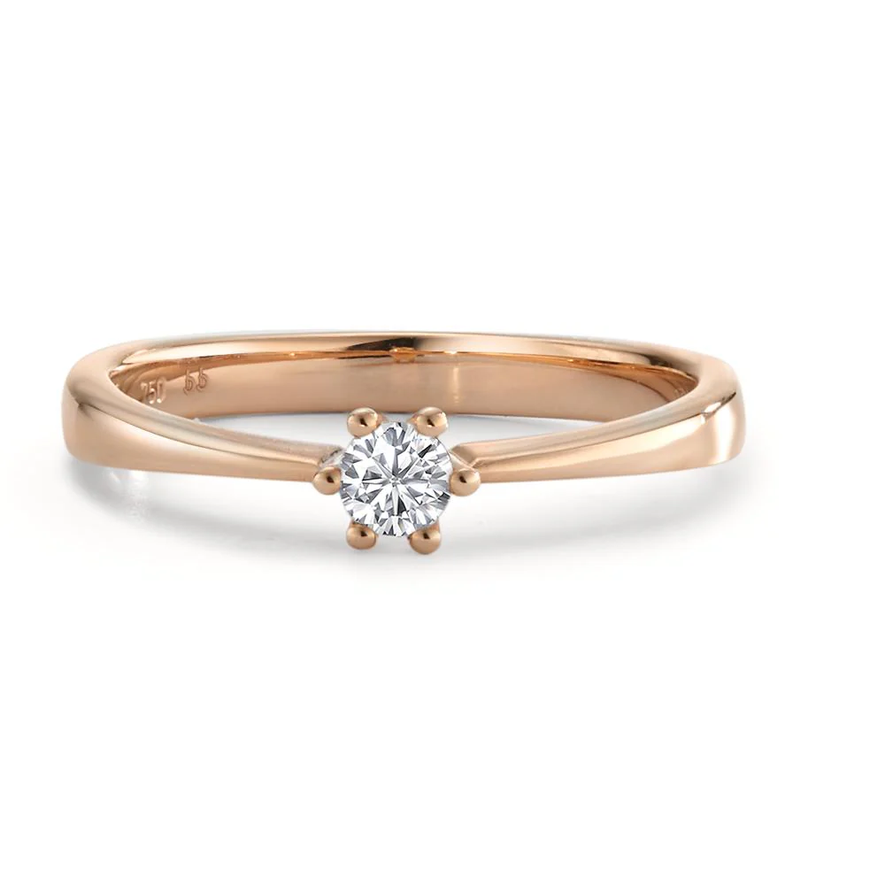 Anello solitario Oro rosso 750/18 carati Diamante 0.15 ct, [Brillant], w-si - Image 3