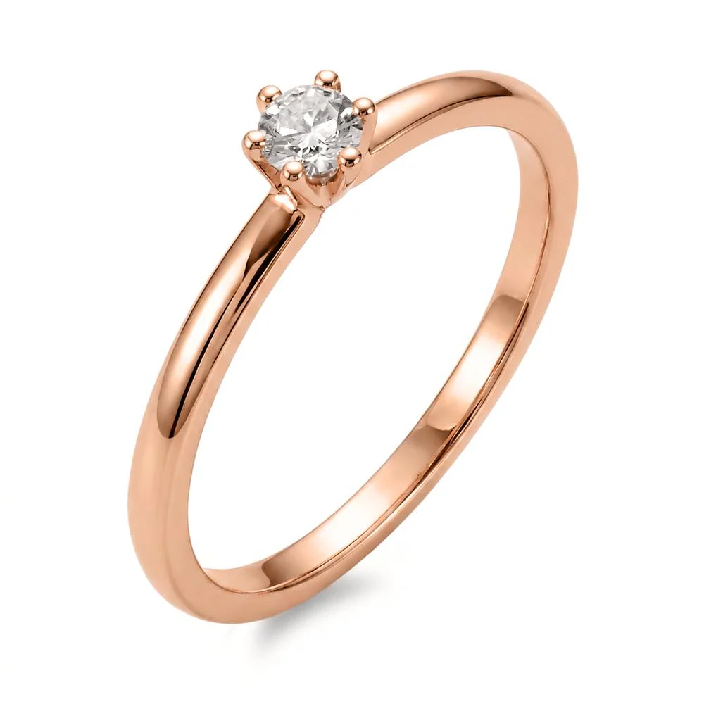 Anello solitario Oro rosso 750/18 carati Diamante 0.15 ct, w-si