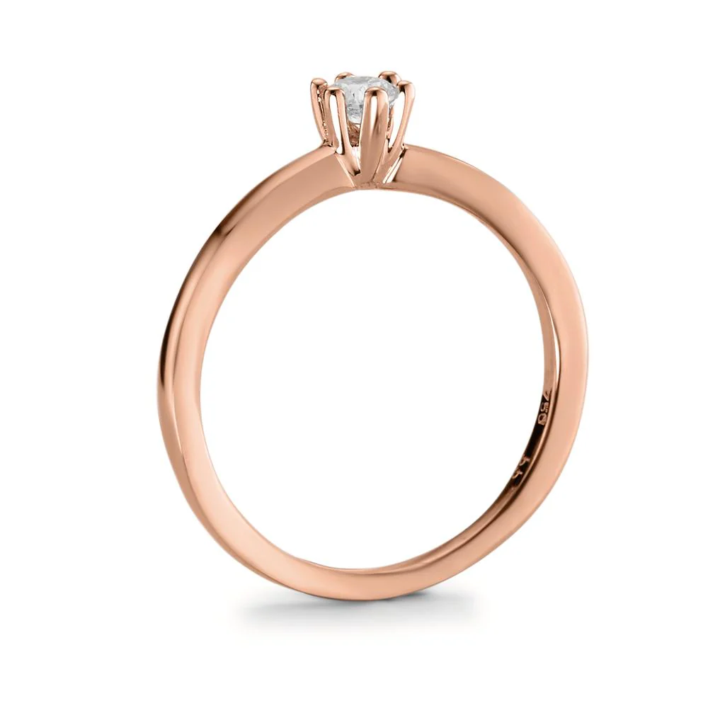 Anello solitario Oro rosso 750/18 carati Diamante 0.15 ct, w-si - Image 2