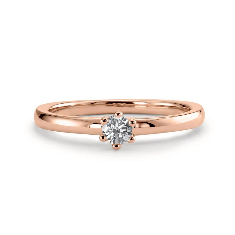 Anello solitario Oro rosso 750/18 carati Diamante 0.15 ct, w-si - Image 3