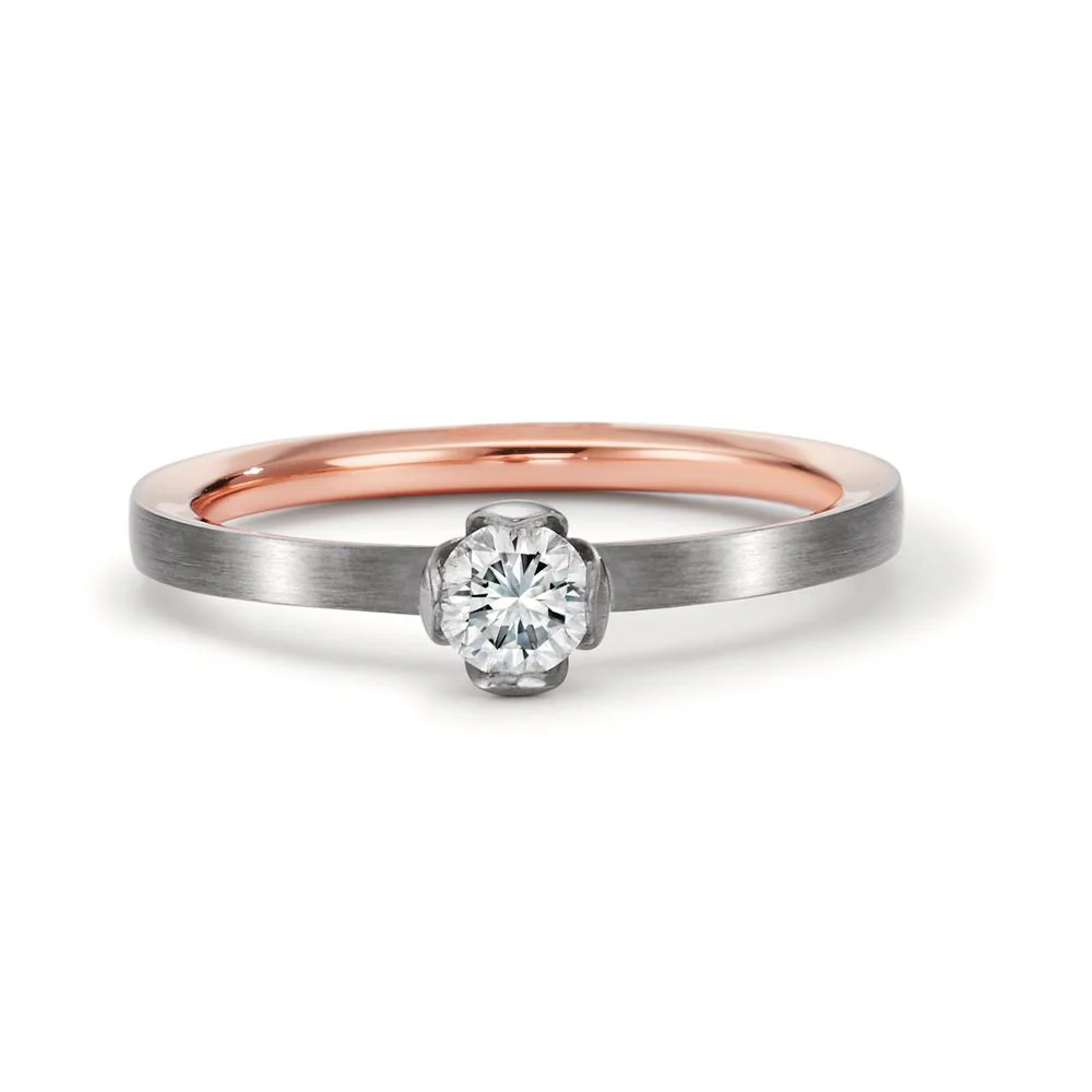 Anello solitario Oro rosso 750/18 carati, Oro bianco 750/18 carati Diamante 0.25 ct, tw-vsi - Image 6