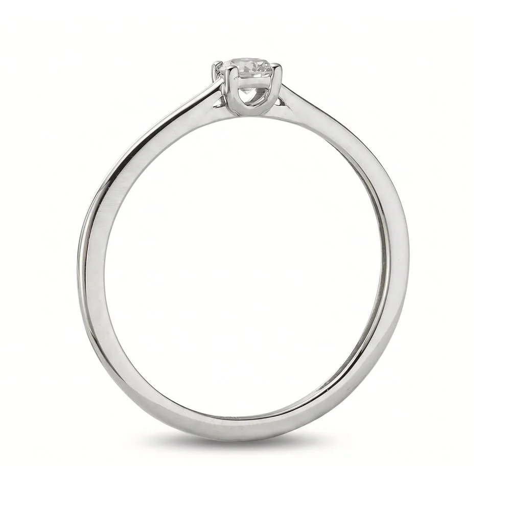 Anello solitario Platino 950 Diamante 0.05 ct, w-si - Image 2