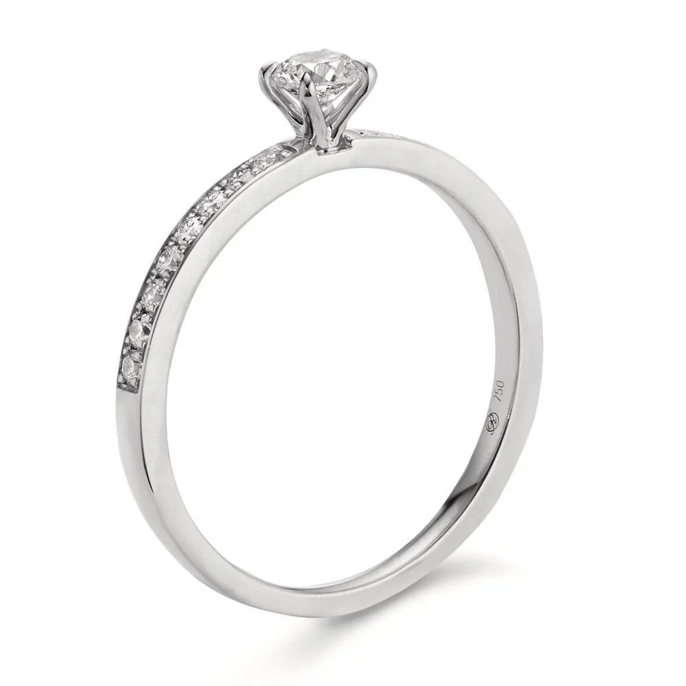 Anello solitario Platino 950 Diamante 0.34 ct, 17 pietra, w-si - Image 3