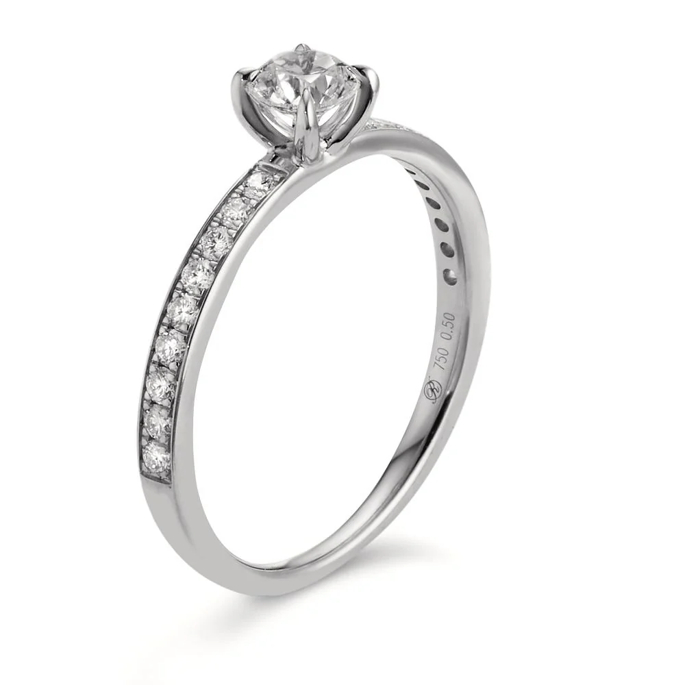 Anello solitario Platino 950 Diamante 0.50 ct, 19 pietra, w-si - Image 3
