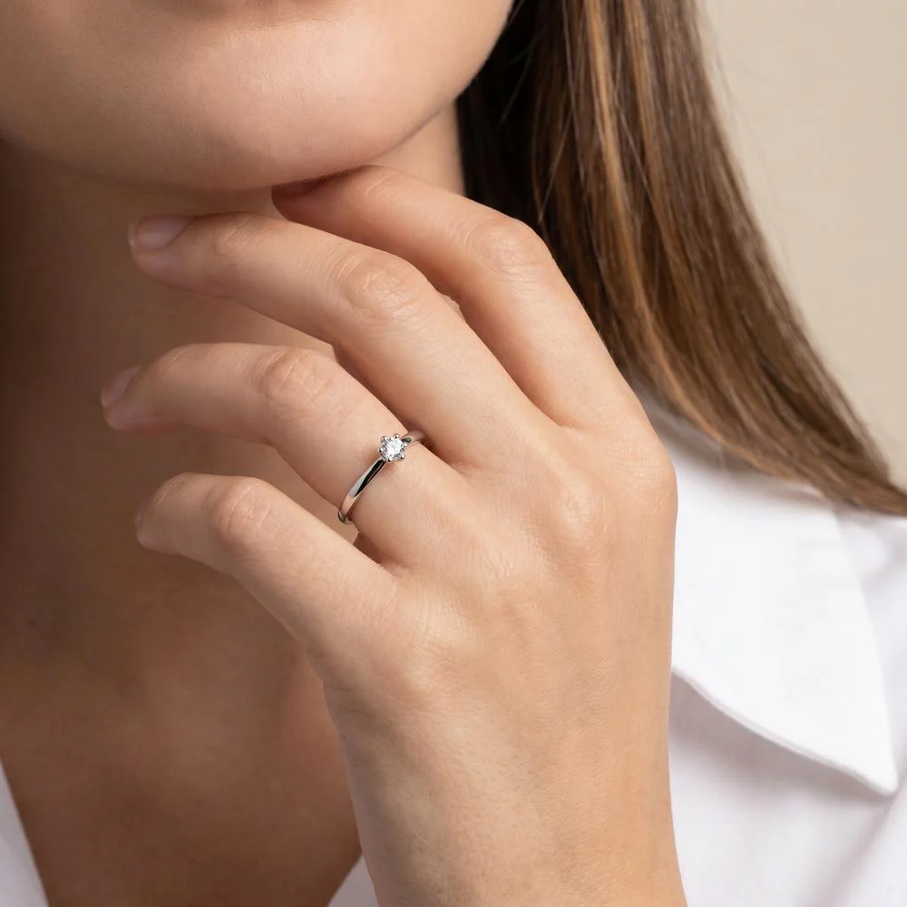 Anello solitario Platino 950 Diamante bianco, 0.07 ct, [Brillant], w-si - Image 5