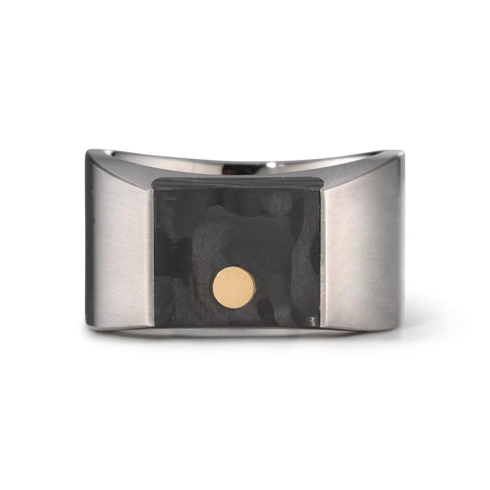 Anello Titanio, Carbonio, Oro giallo 750/18 carati - Image 3