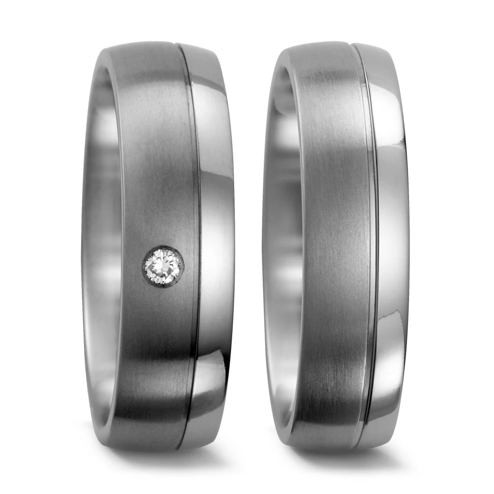 Anello Titanio Diamante 0.03 ct, w-si - Image 2
