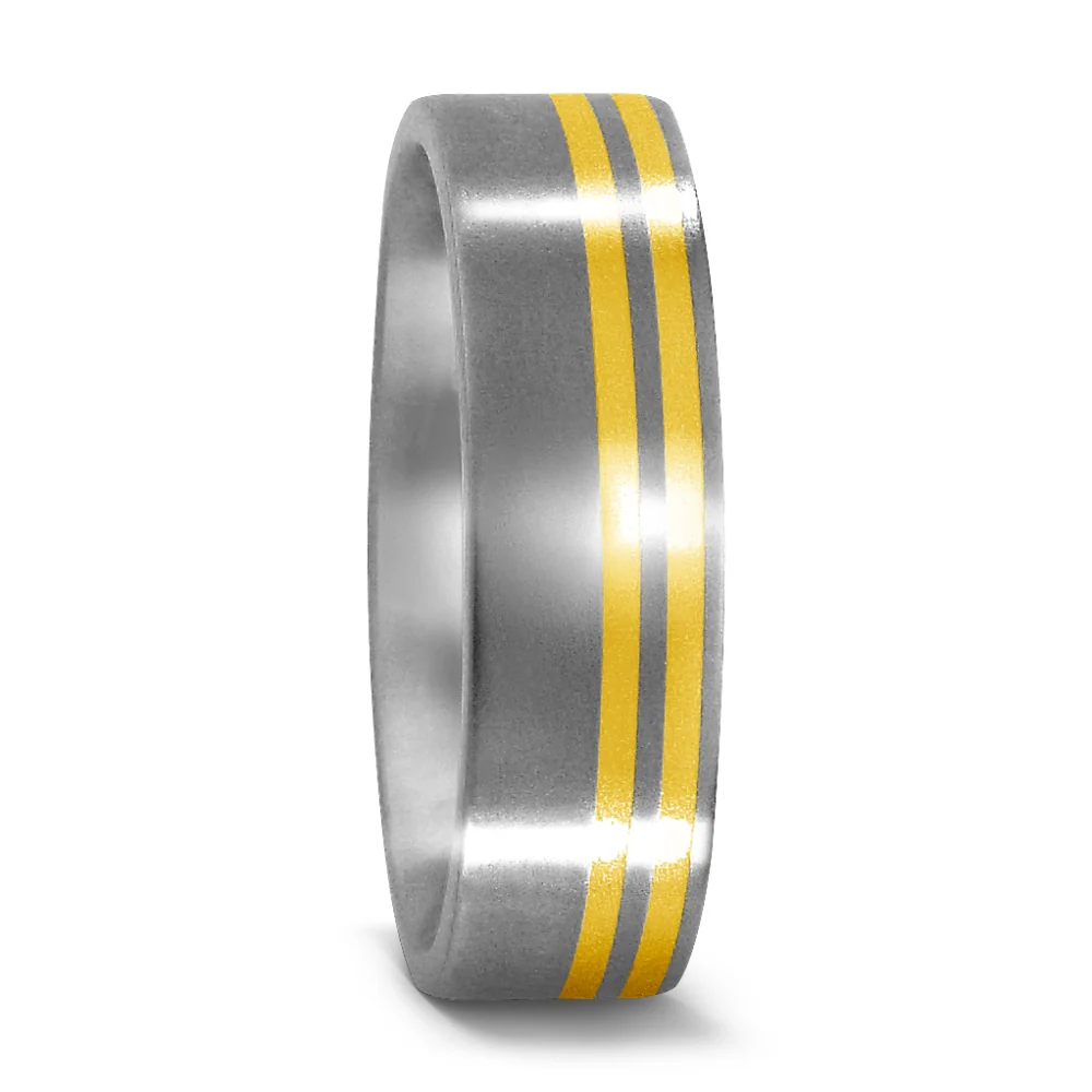 Anello Titanio, Oro giallo 750/18 carati
