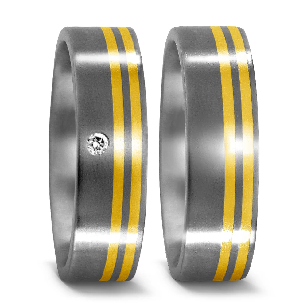 Anello Titanio, Oro giallo 750/18 carati - Image 2