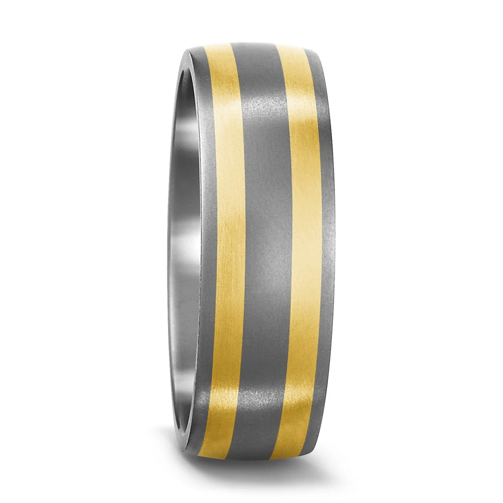 Anello Titanio, Oro giallo 750/18 carati