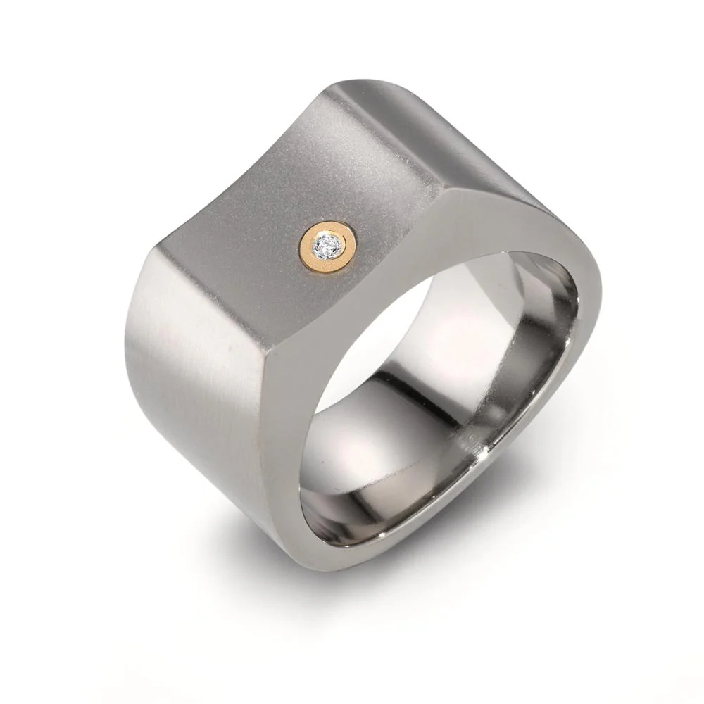 Anello Titanio, Oro giallo 750/18 carati Diamante 0.02 ct, w-si