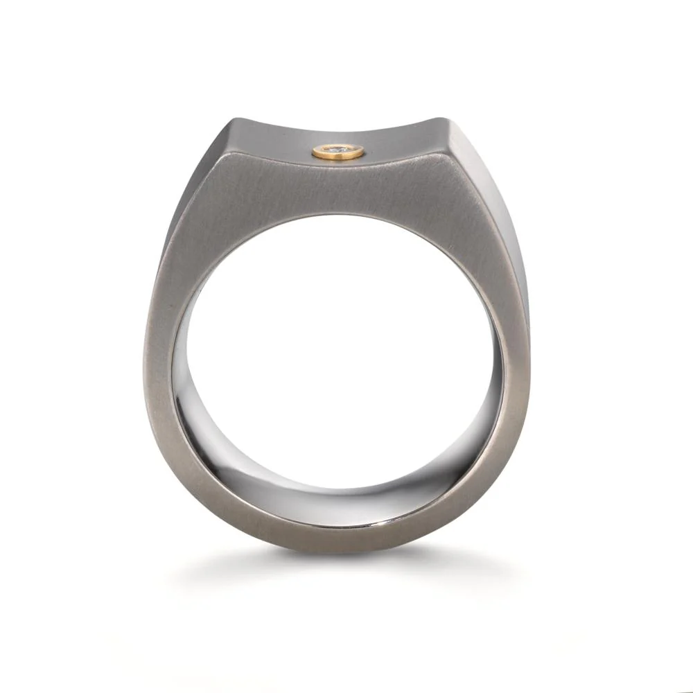 Anello Titanio, Oro giallo 750/18 carati Diamante 0.02 ct, w-si - Image 2