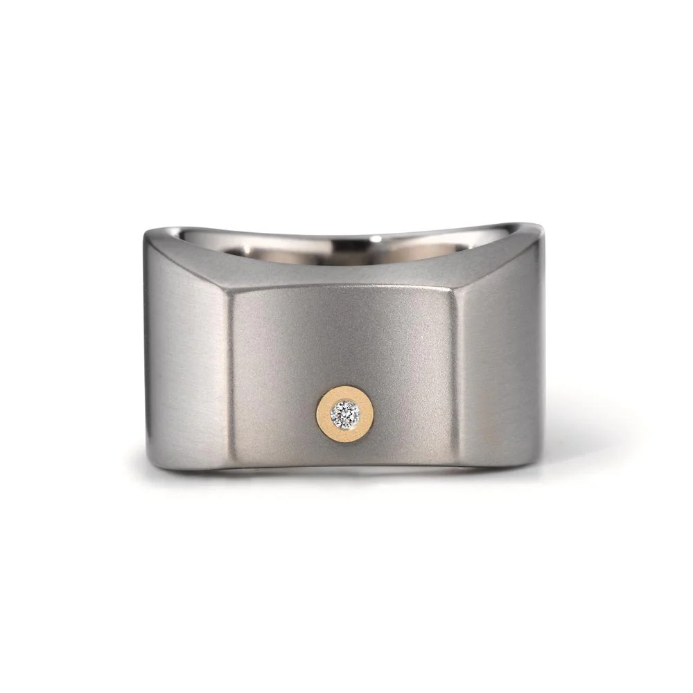 Anello Titanio, Oro giallo 750/18 carati Diamante 0.02 ct, w-si - Image 3