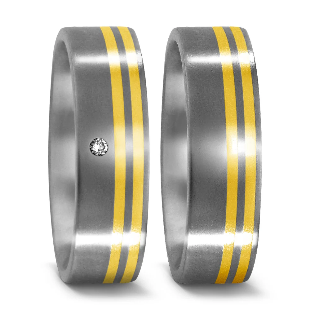Anello Titanio, Oro giallo 750/18 carati - Image 3