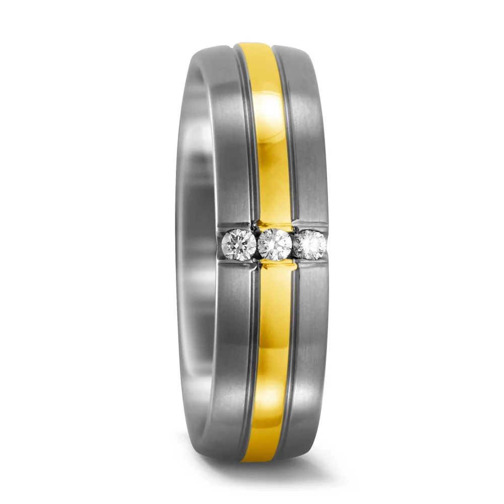 Anello Titanio, Oro giallo 750/18 carati Diamante 0.06 ct, w-si