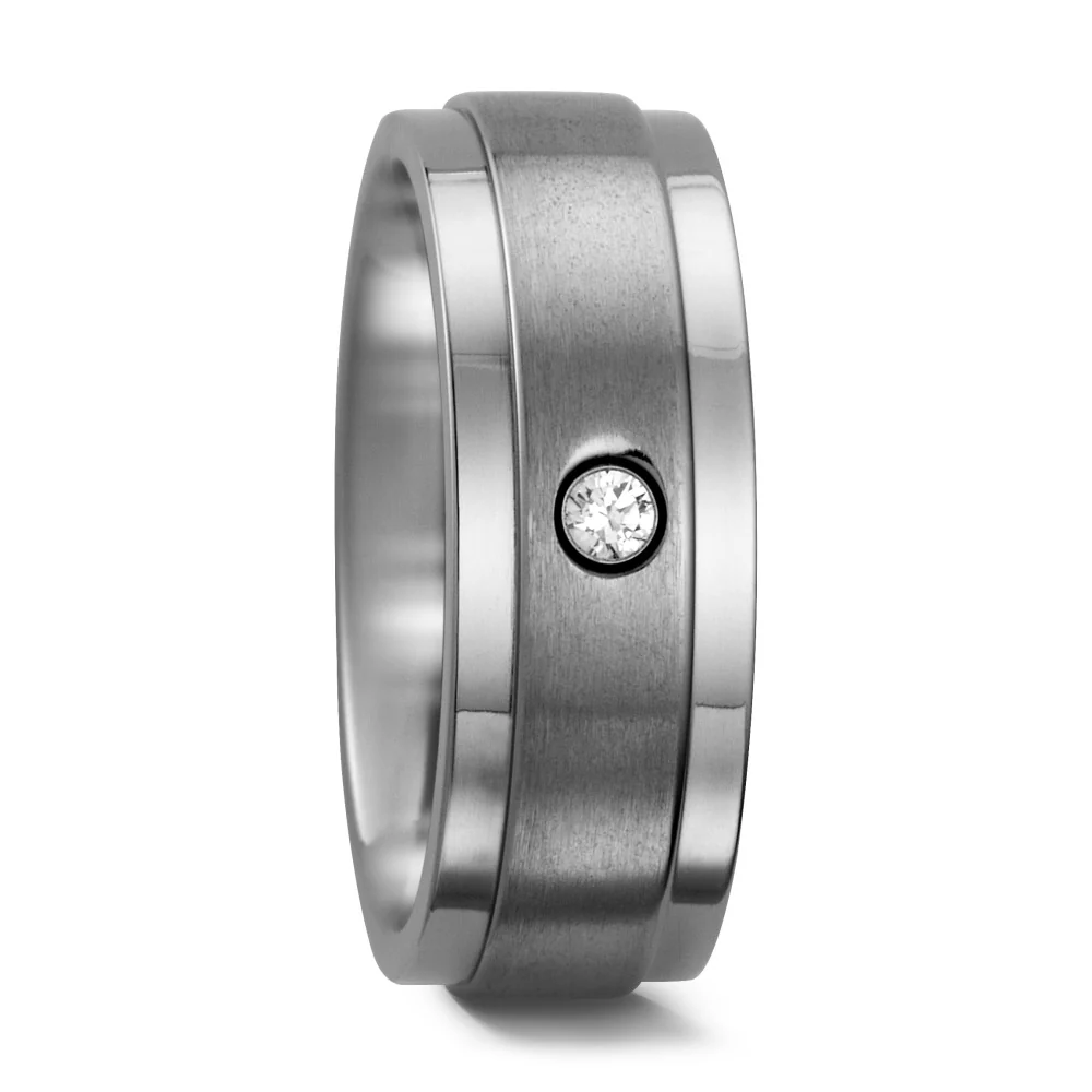 Anello Titanio Zirconia bianco, [rund]