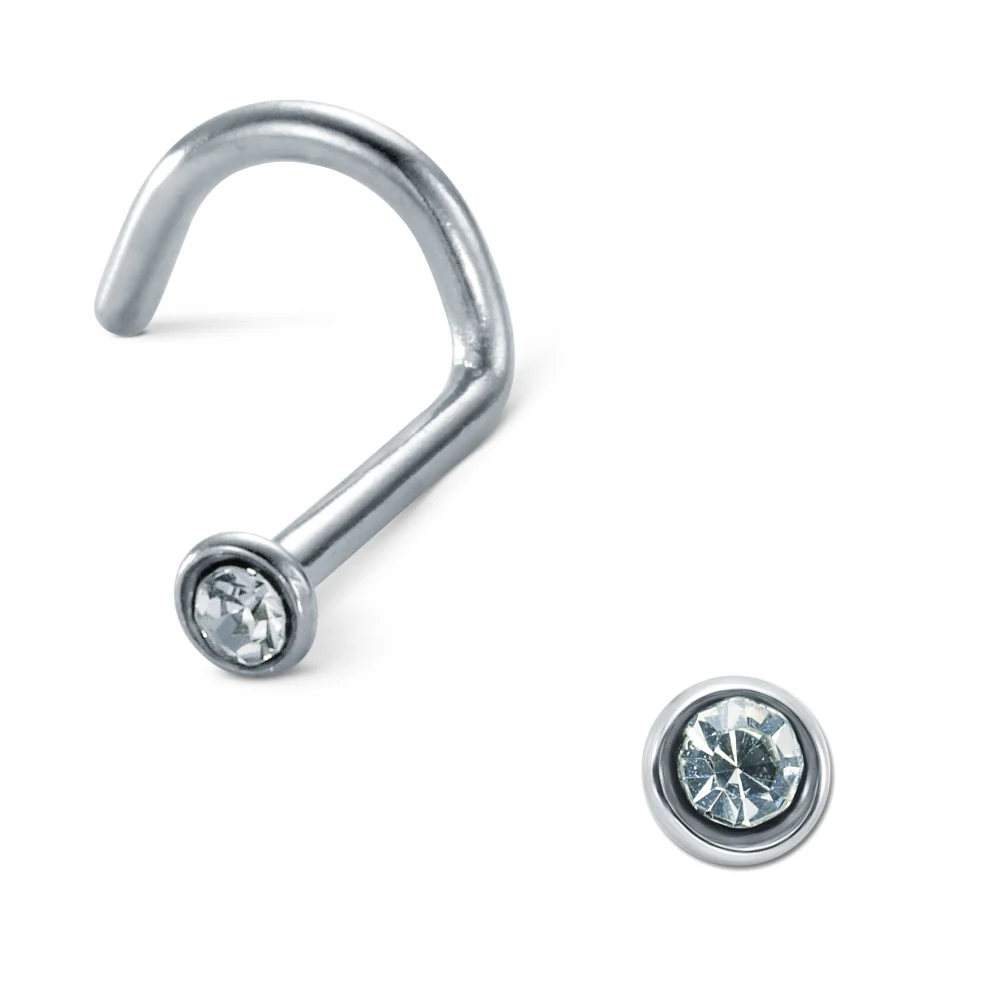 Borchia al naso Acciaio inossidabile Zirconia bianco Ø2.2 mm