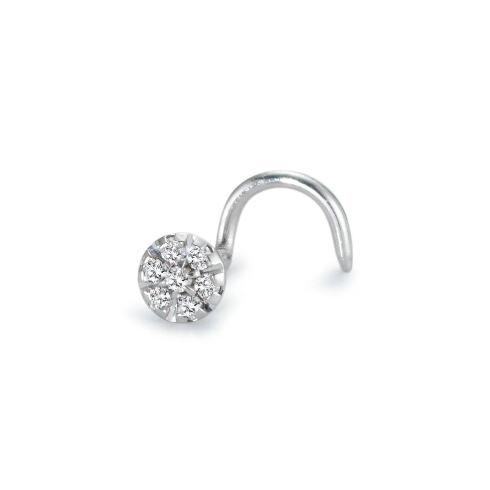 Borchia al naso Oro bianco 750/18 carati Diamante bianco, 0.02 ct, w-si Ø2 mm