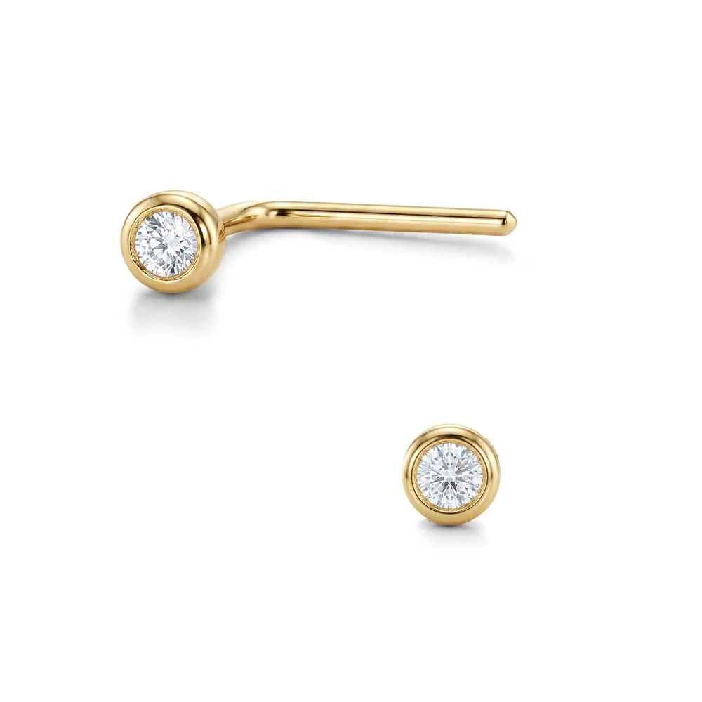 Borchia al naso Oro giallo 750/18 carati Diamante 0.02 ct, w-si Ø2.3 mm
