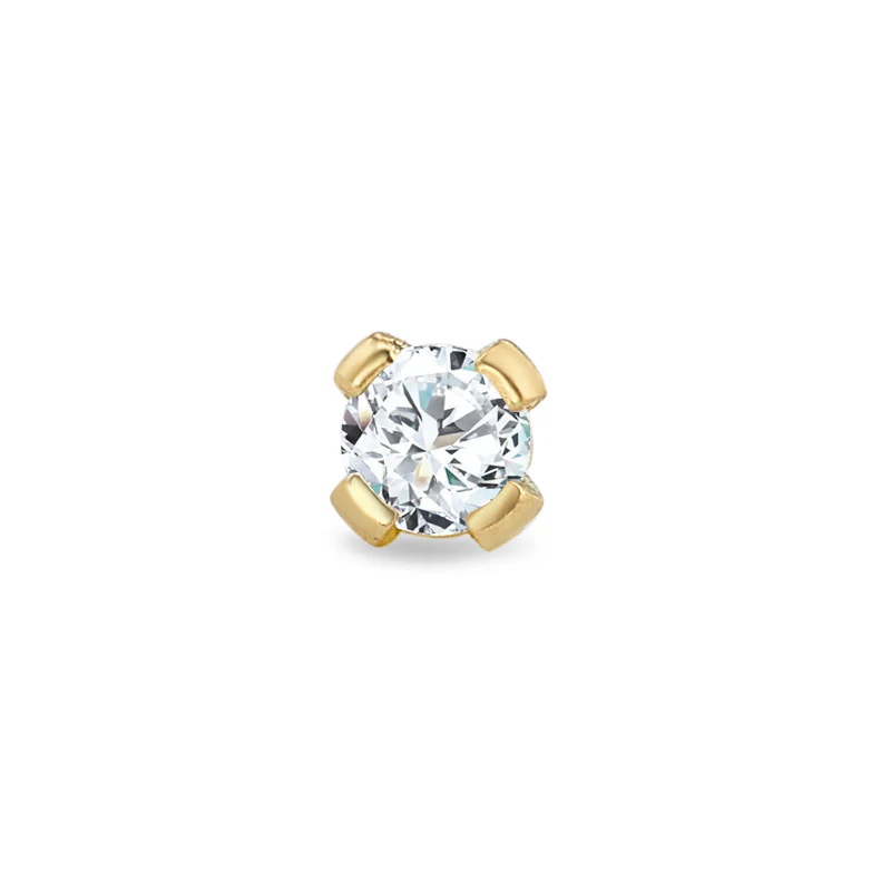 Borchia al naso Oro giallo 750/18 carati Zirconia bianco Ø3.3 mm - Image 2