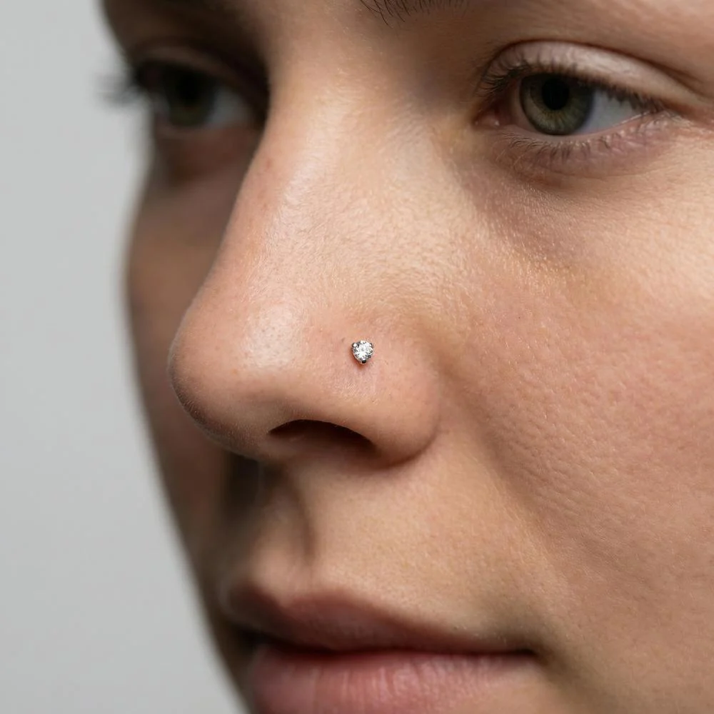 Borchia al naso Titanio Zirconia bianco Ø2.3 mm - Image 2