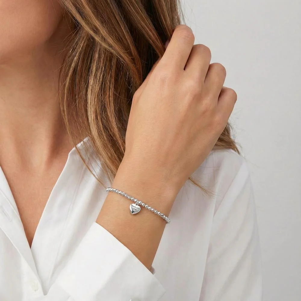 Bracciale Acciaio inossidabile Cristallo argento, 3 mm Cuore - Image 2